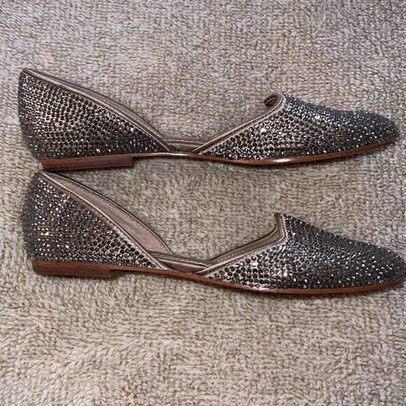 LUXE Platinum rhinestone flats. SZ 6,5 - Picture 2 of 4
